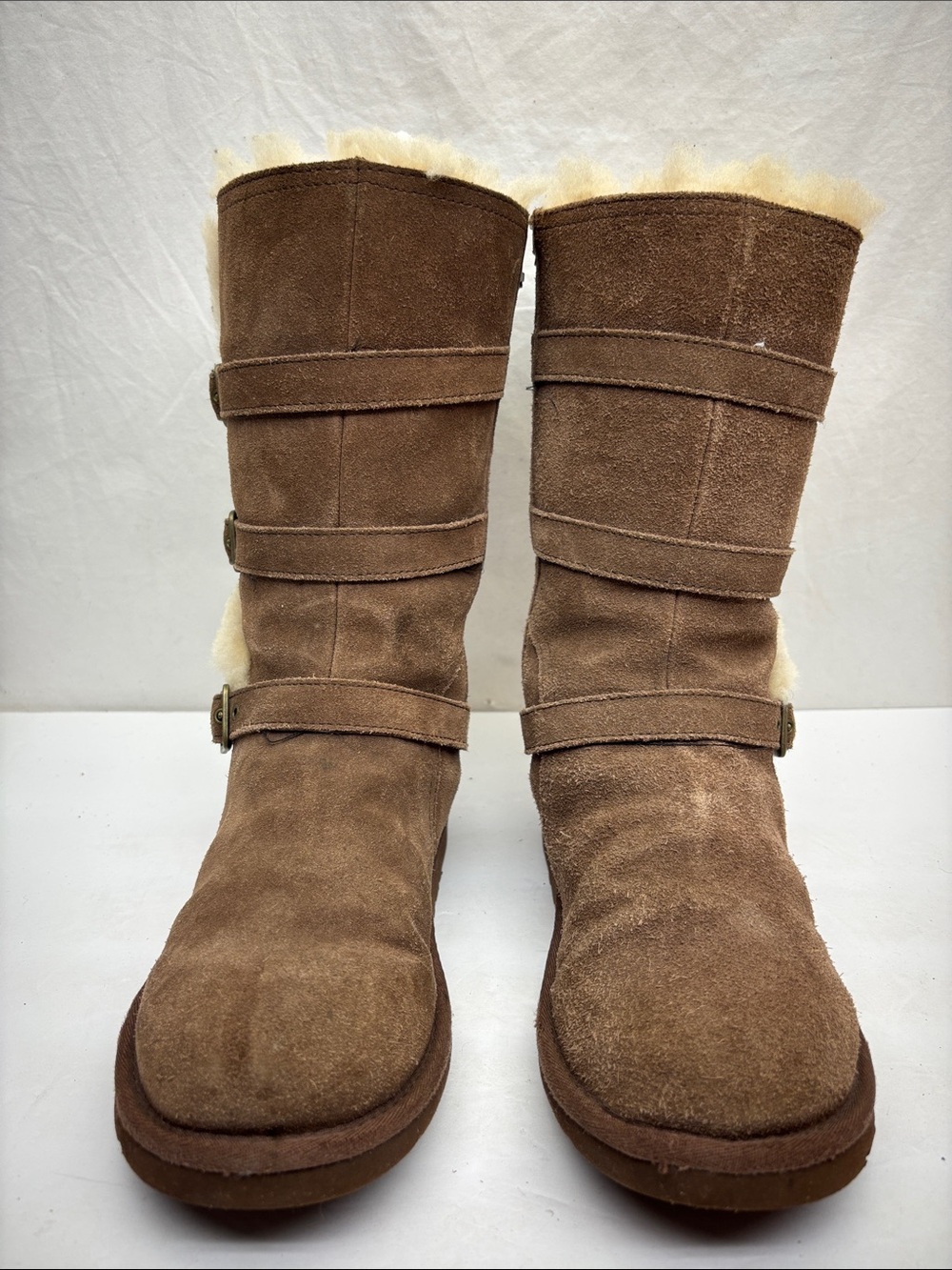 UGG Brown Suede Shearling Mid-Calf Boot, SZ 5 big girl, box 87